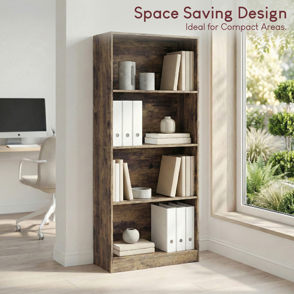VIDA DESIGNS Cambridge 4 Shelf Dark Wood Large Bookcase Image 4