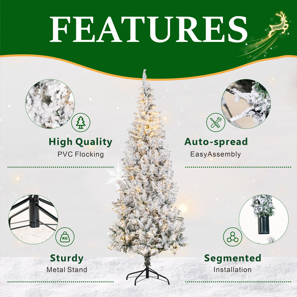 Abrihome 200 Warm White LED Pre-Lit Flocked Artificial Christmas Tree with 500 Tips 6ft Image 7