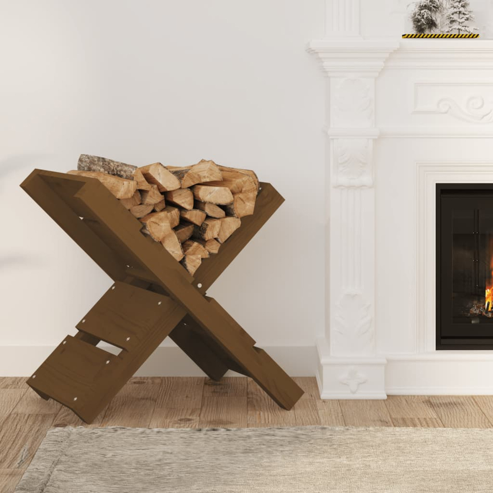 vidaXL Honey Brown Pine Wood Firewood Log Holder 48 x 47 x 39.5cm Image 2