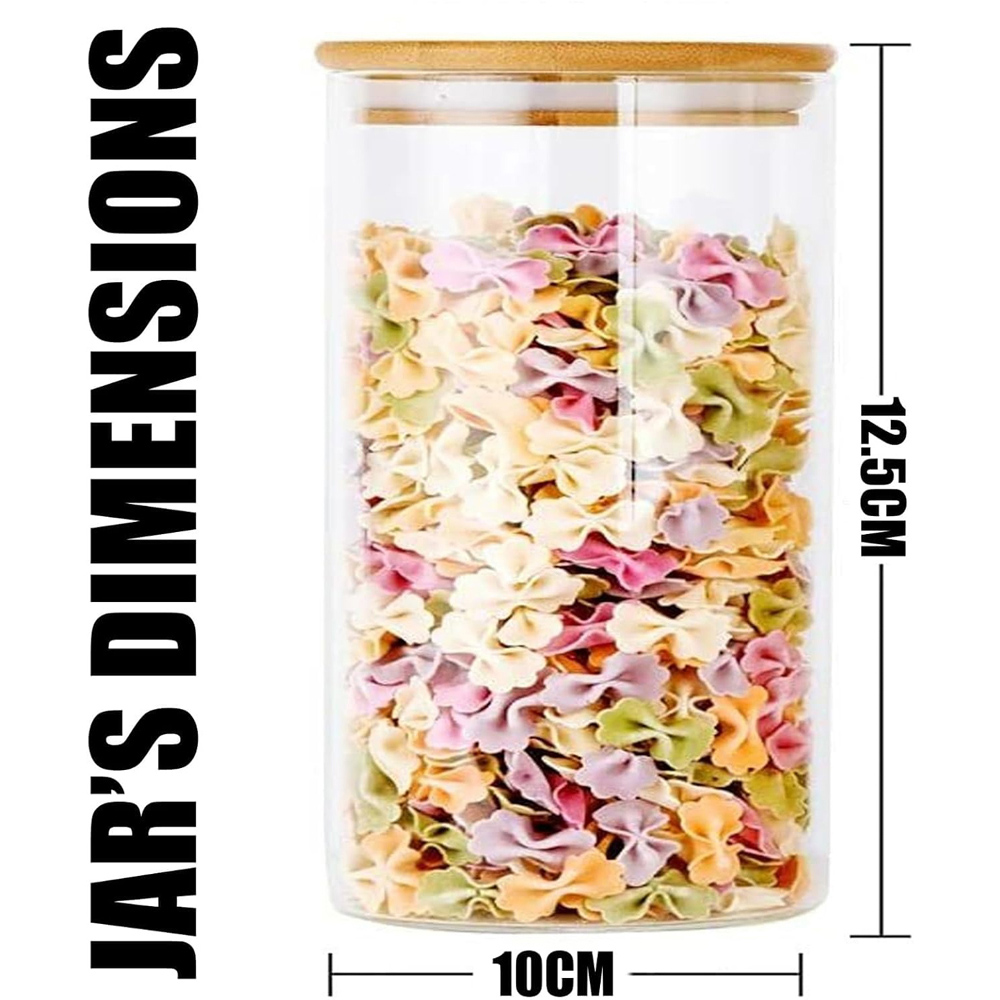 ATEK Clear Glass Food Storage Jars with Airtight Bamboo Lid 900ml 3 Pack Image 9