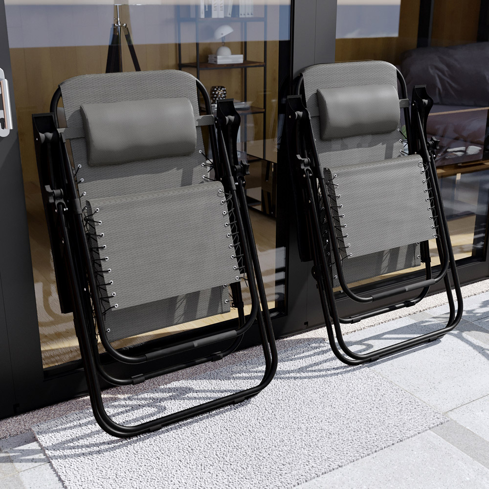 GARDEN VIDA Set of 2 Grey Zero Gravity Chair Image 3