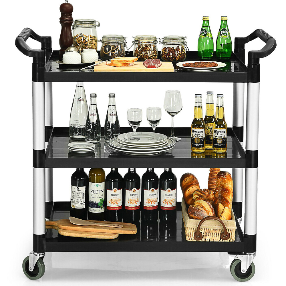 Costway 3 Shelf Multifunctional Utility Cart with Flexible Wheels Image 3