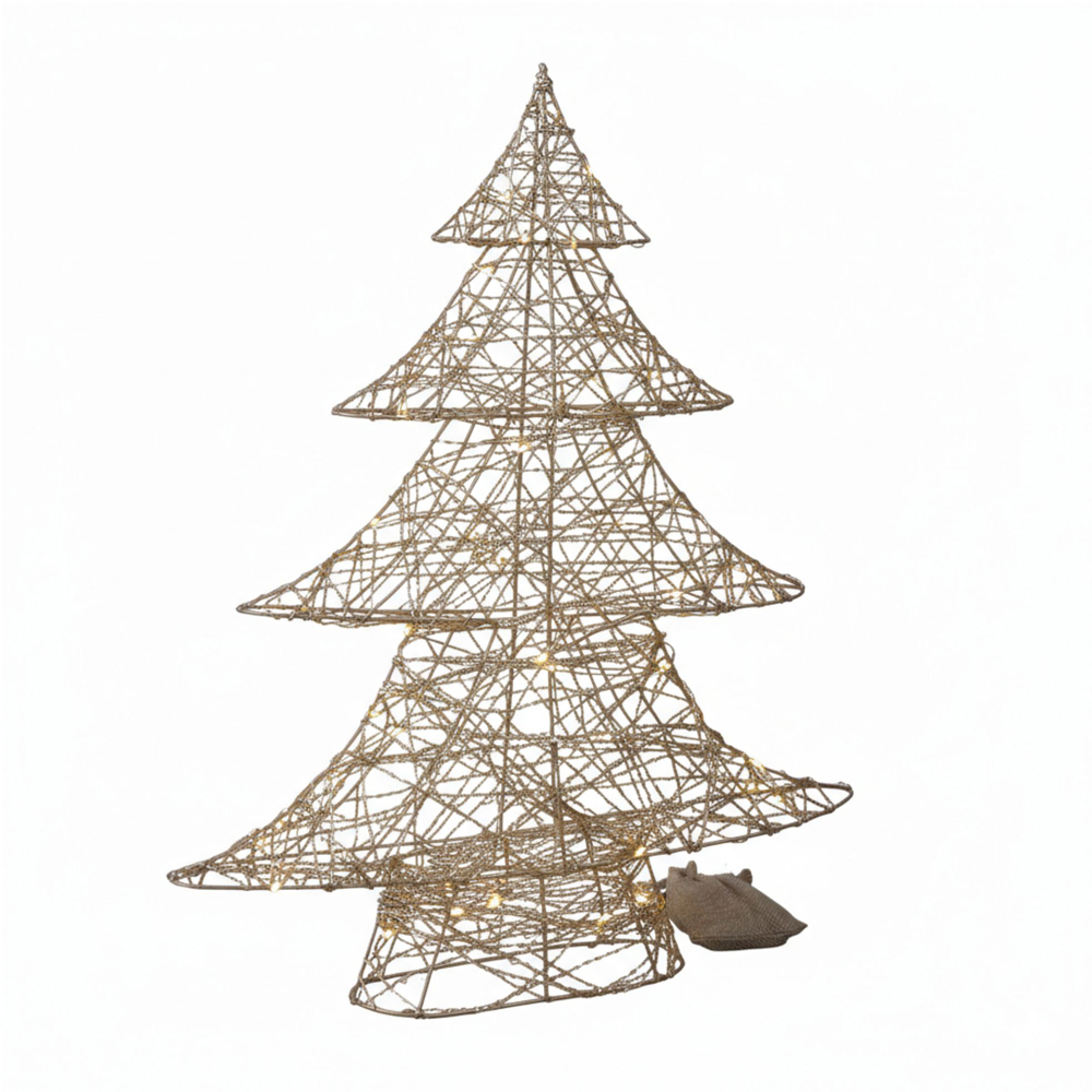 Samuel Alexander 30 Warm White LED Battery Operated Light-Up Gold Weave Christmas Tree 60cm Image 8