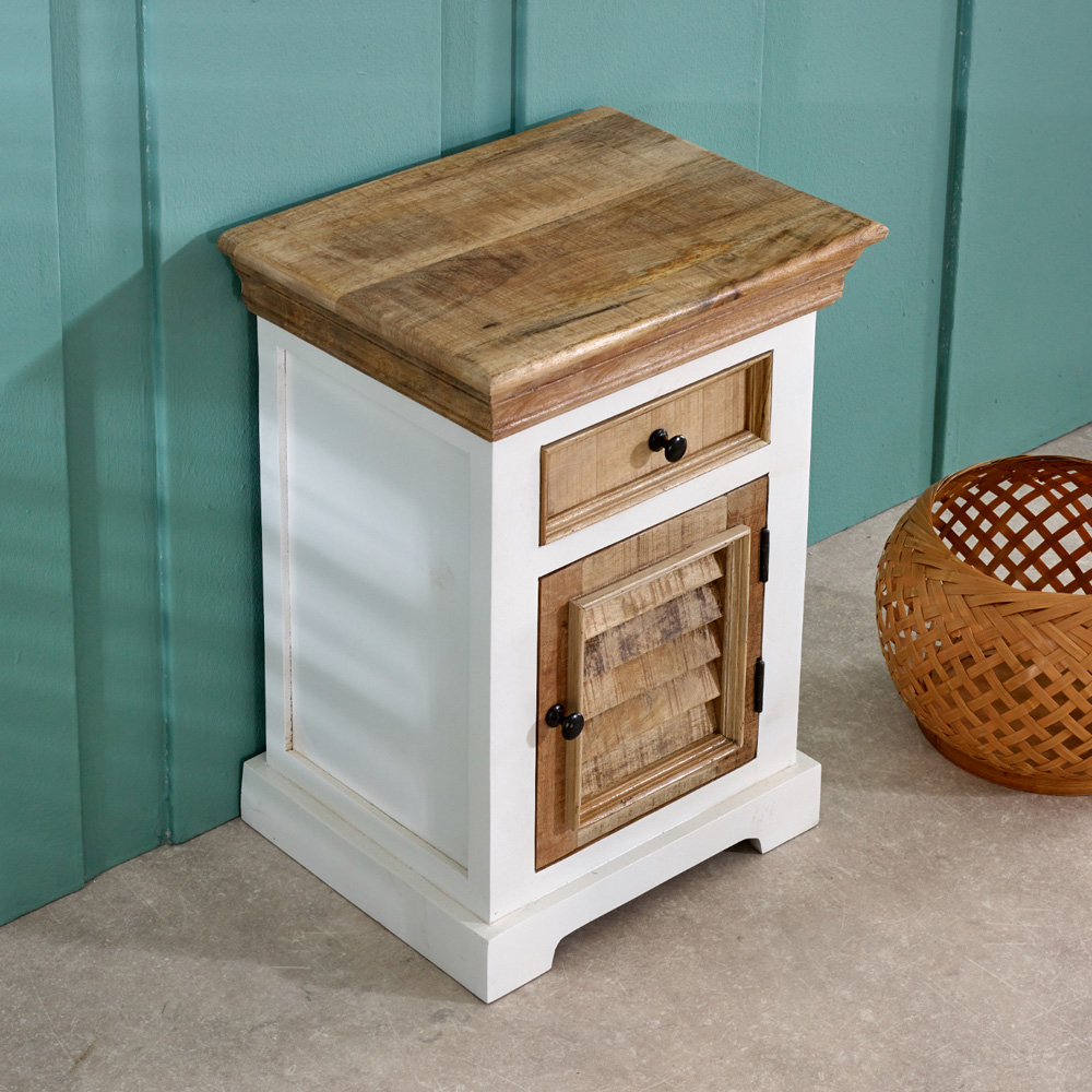 Brooklyn Alfie Single Door Single Drawer Solid Mango Wood Bedside Cabinet Image 7