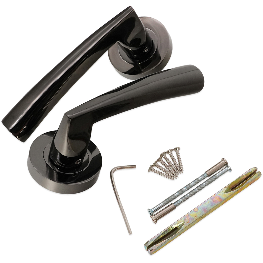 Spira Brass Leygo Black Nickel Lever on Rose Door Handle 2 Pack Image 4