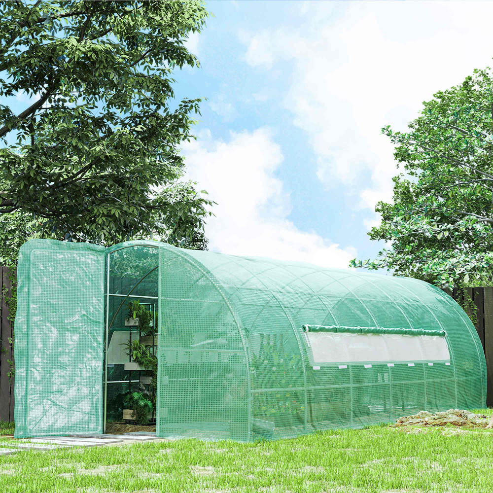 Outsunny Green Steel 10 x 20ft Walk In Polytunnel Greenhouse Image 2