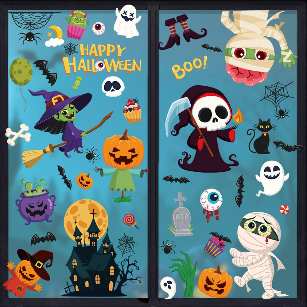 Jaoyeh Halloween Cartoon Window Clings Decals Stickers Image 1