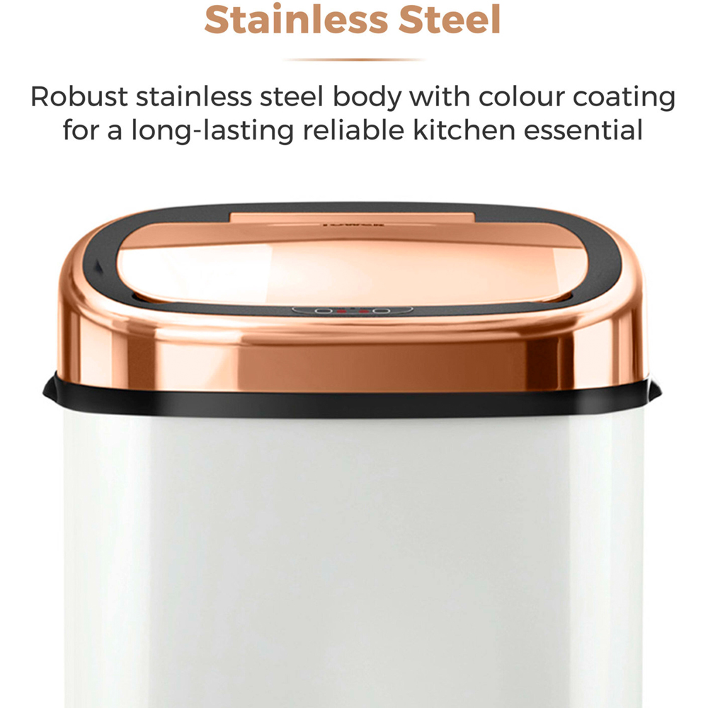 Tower White and Rose Gold Square Sensor Bin 58L Image 6