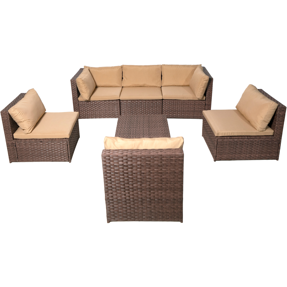 Furniture One 6 Seater Brown Rattan Modular Garden Furniture Set Image 7