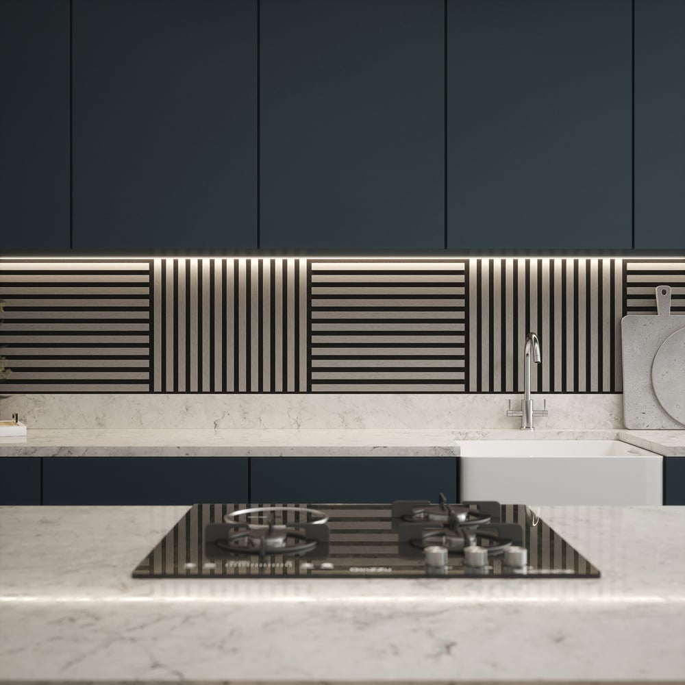 Tuscan Misty Grey PVC Wrapped Acoustic Wall Tile 55.3 x 55.3cm 4 Pack Image 7