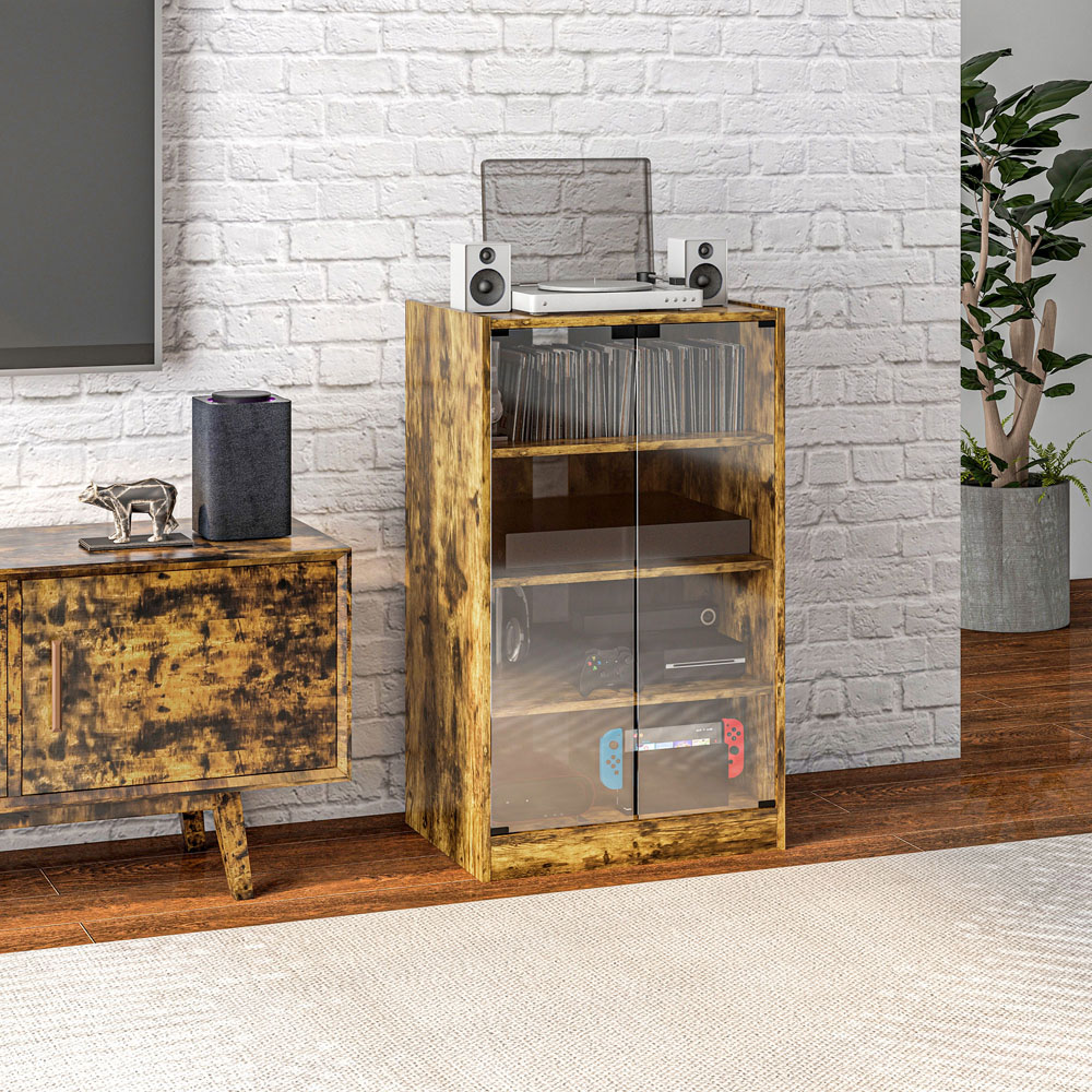 HOMCOM 4-Tier Rustic Brown Hi-Fi Stand with Adjustable Shelves Image 2