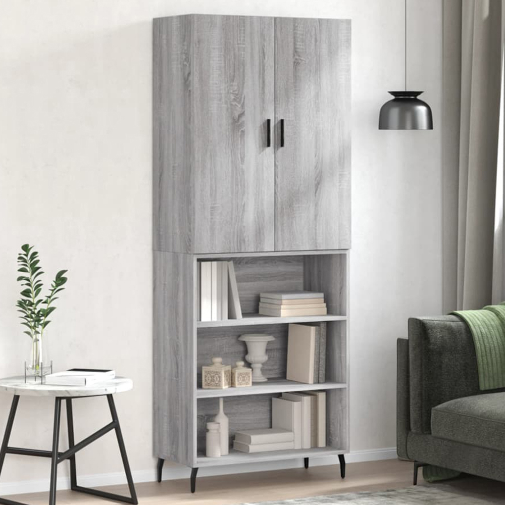 vidaXL 2 Door 3 Shelf Grey Sonoma Wooden Highboard Image 1