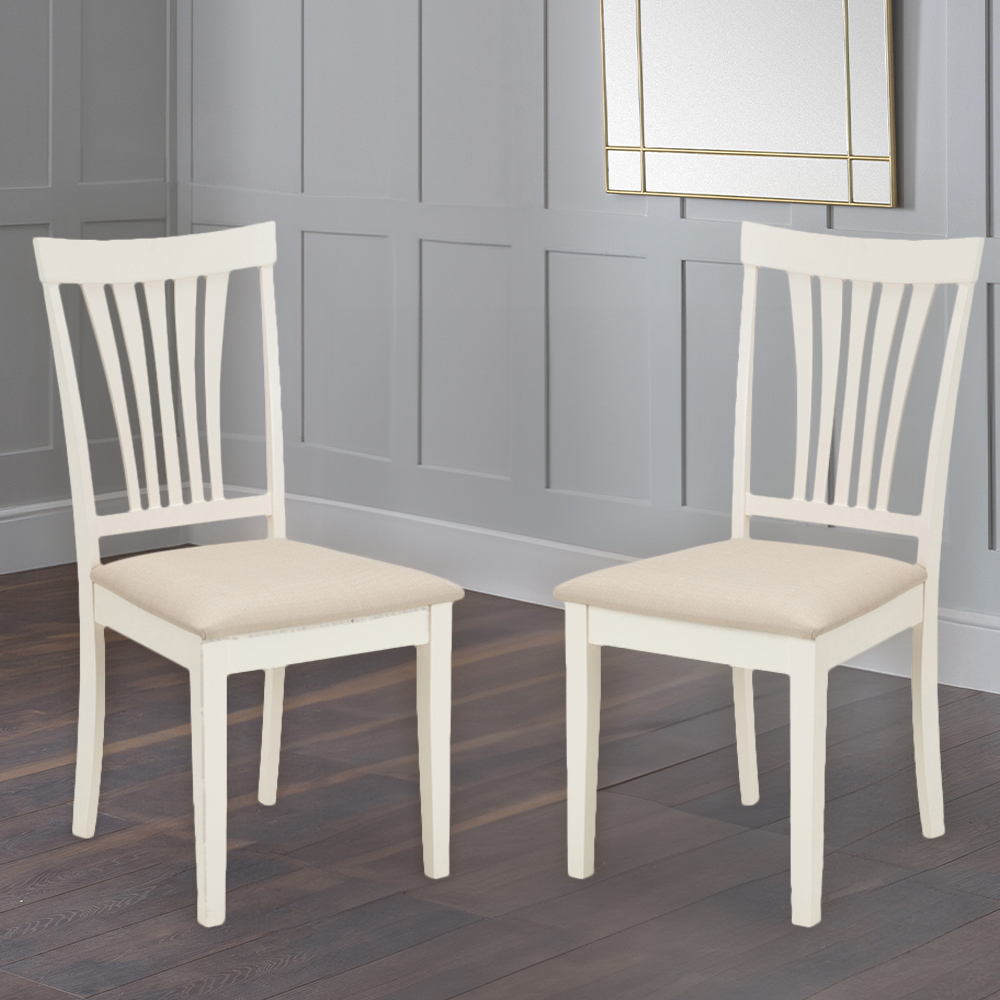 Julian Bowen Stanmore Set of 2 Ivory Chair Image 1
