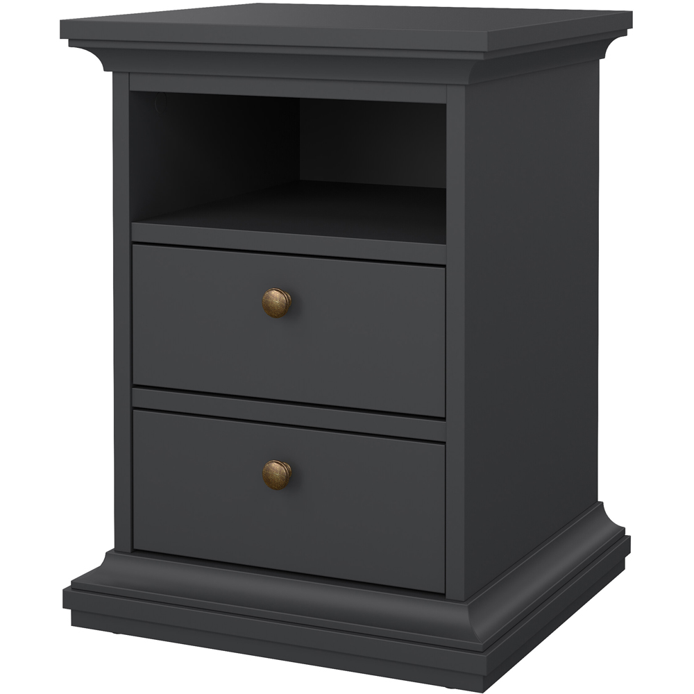 Florence Paris 2 Drawer Matt Grey Bedside Table Image 3