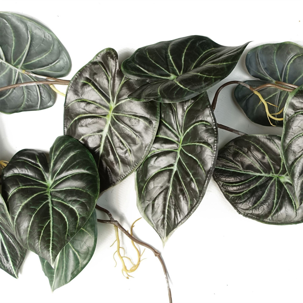 Leaf Dark Green Trailing Alocasia Dragon Scale Hanging Artificial Plant 4ft Image 3