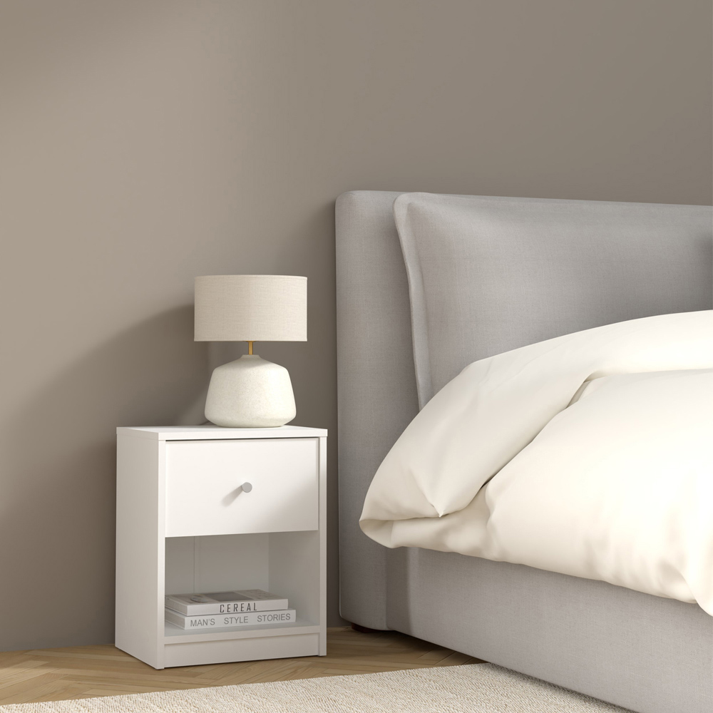 Furniture To Go May Single Drawer White Bedside Table Image 6