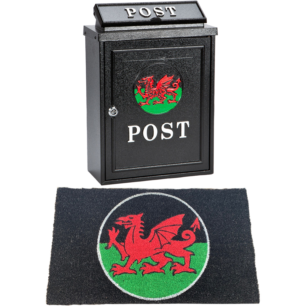 Arboria Garden Decor Dragon Post Box and Doormat Set Image 1
