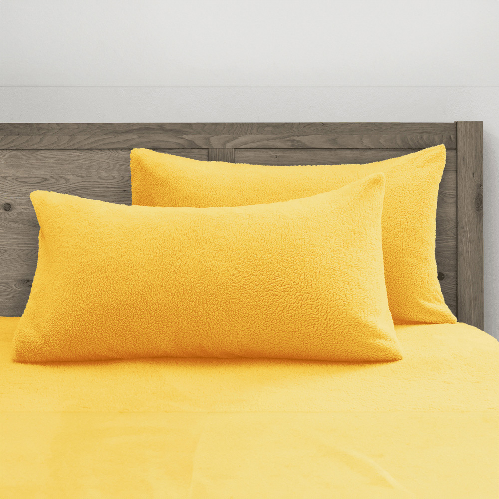 Velosso Super King Size Ochre Teddy Fleece Duvet Set Image 2