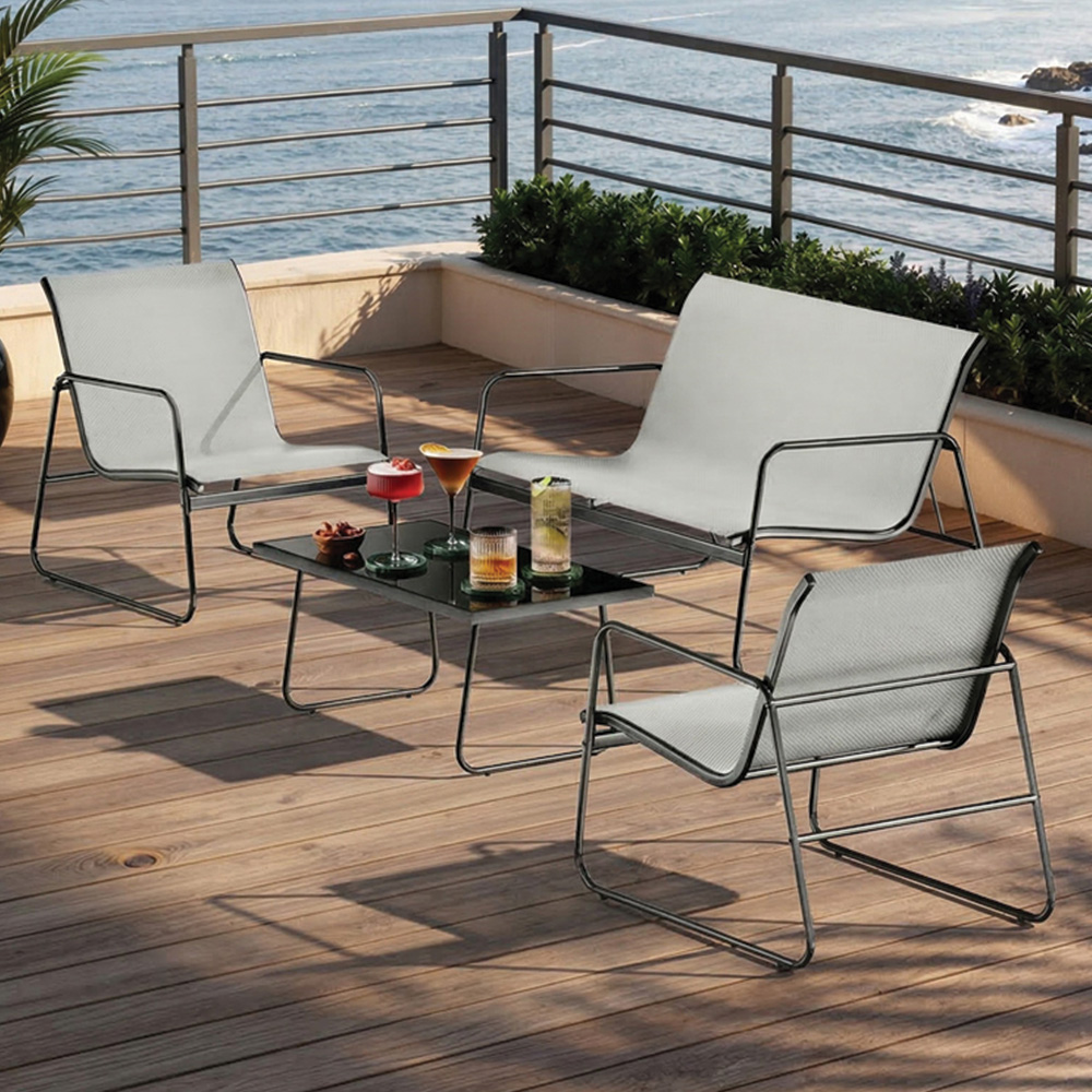 Rattrix 4 Seater Grey Rattan Garden Conversation Set Image 1