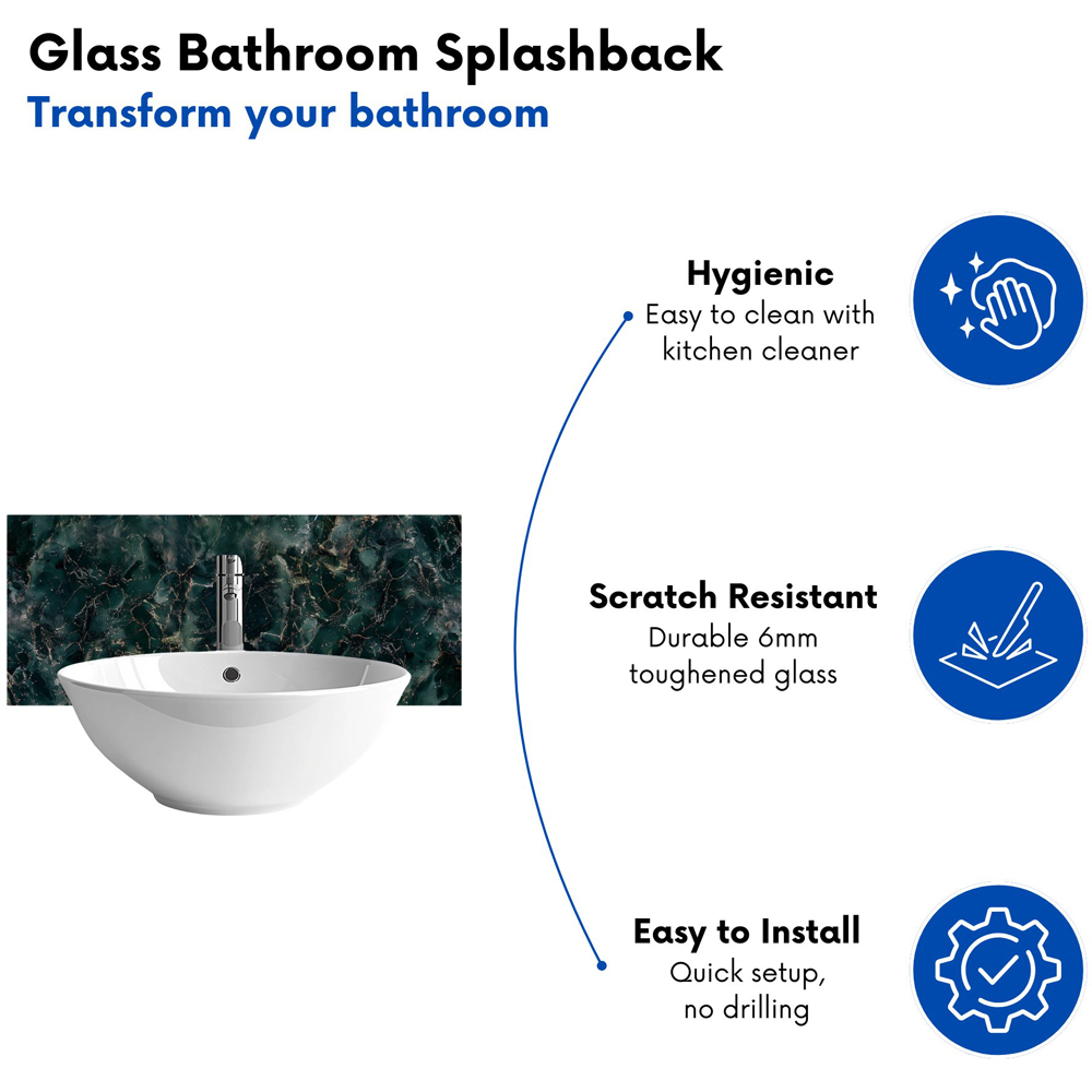 Warren Reed Designer Dark Green Quartz Effect Bathroom Splashback 25 x 60cm Image 4