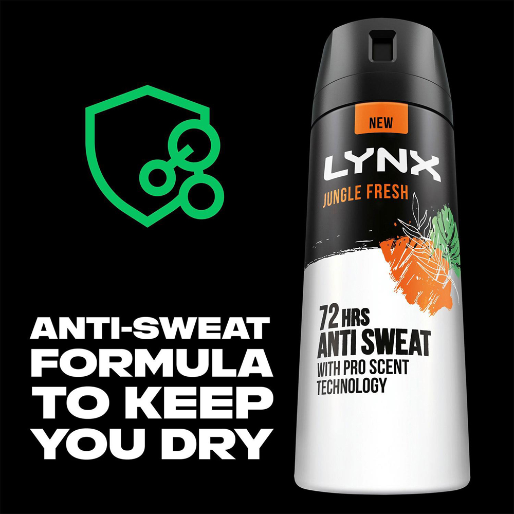 Lynx Jungle Fresh 72 HRS Anti-Sweat Anti-Perspirant Body Spray 200ml 18 Pack Image 5