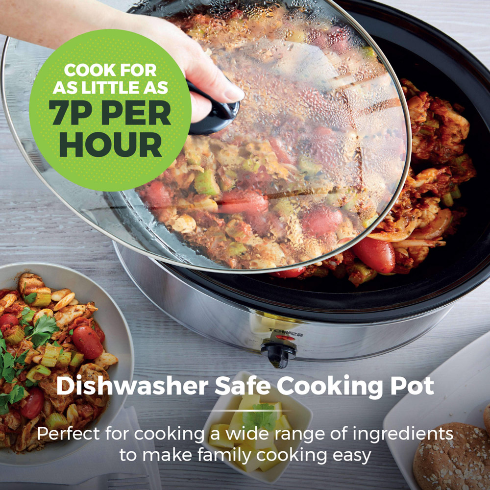 Tower T16039Y Silver Stainless Steel Slow Cooker 3.5L Image 4
