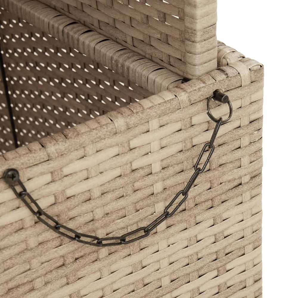 Walplus 2 Seater Beige Brown Poly Rattan Liftable Acacia Wood Top Convertible Garden Dining Table Image 6