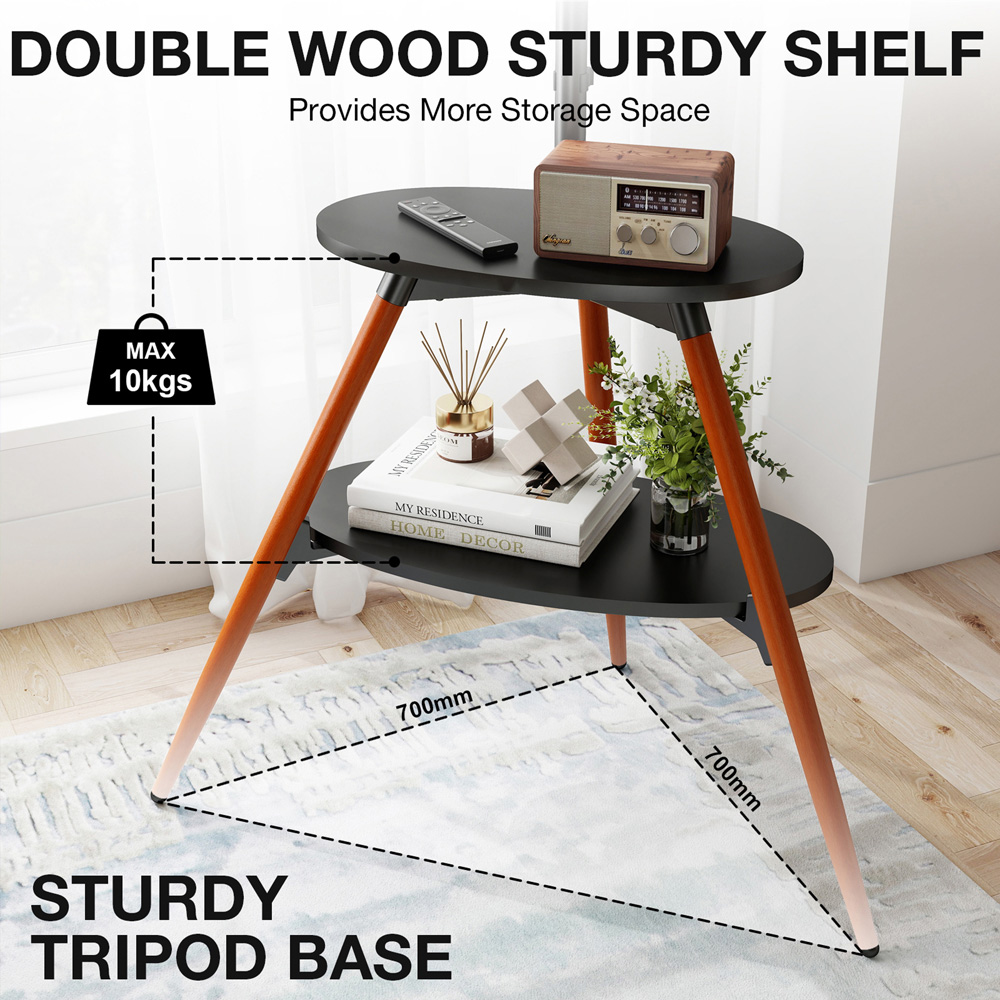 TTAP Ravello Walnut and Black Single Shelf Contemporary Tripod TV Stand Image 7