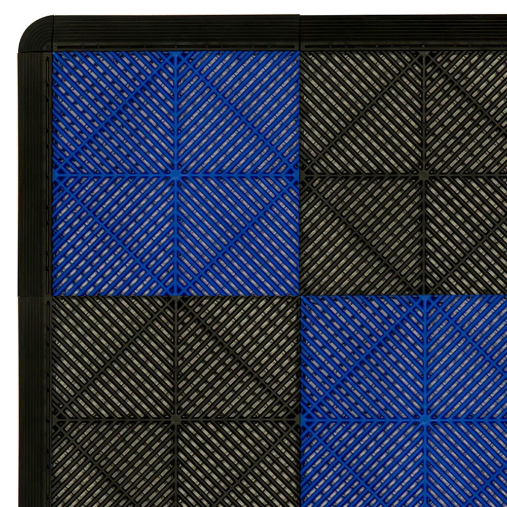 Monstershop 60 Black and 60 Blue Vented Garage Floor Tiles with Edges Image 3