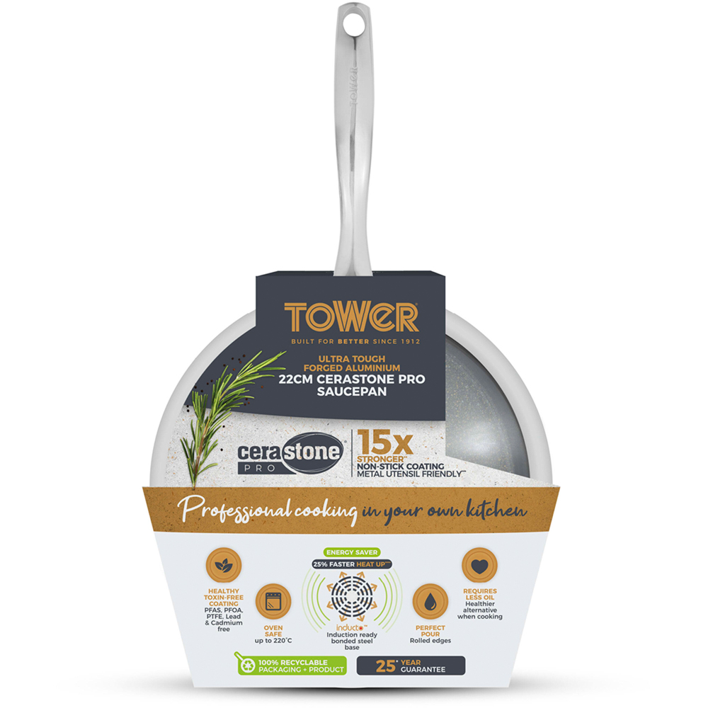 Tower 22cm Forged Aluminium Non-Stick Saucepan with Glass Lid Image 2