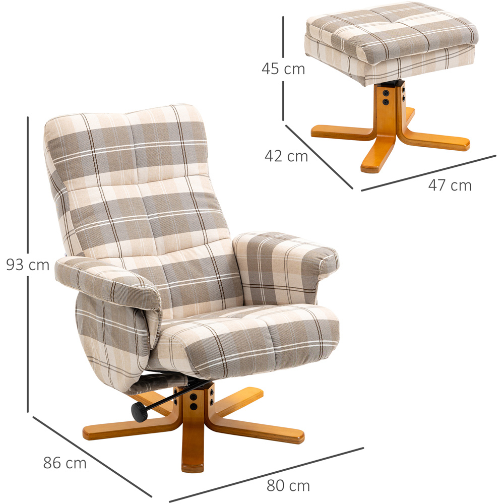 Portland Multicolour Linen Swivel Recliner Chair with Footstool Image 8