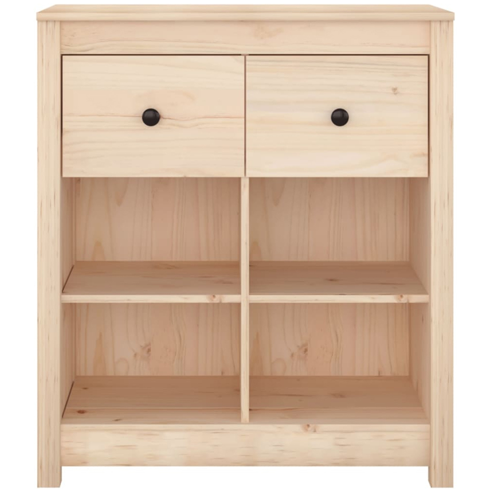 vidaXL 2 Drawer 4 Shelf Natural Pine Wood Sideboard Image 3