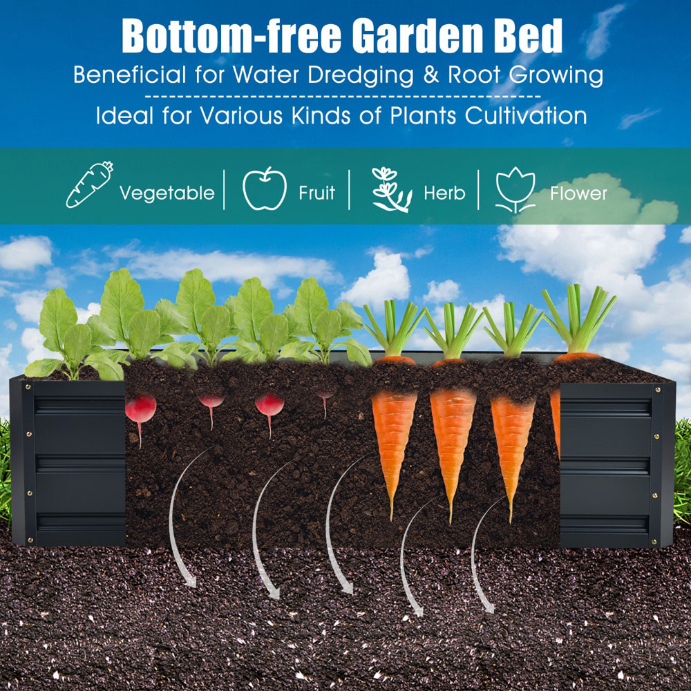 Costway Grey Metal Raised Outdoor Garden Bed Image 6