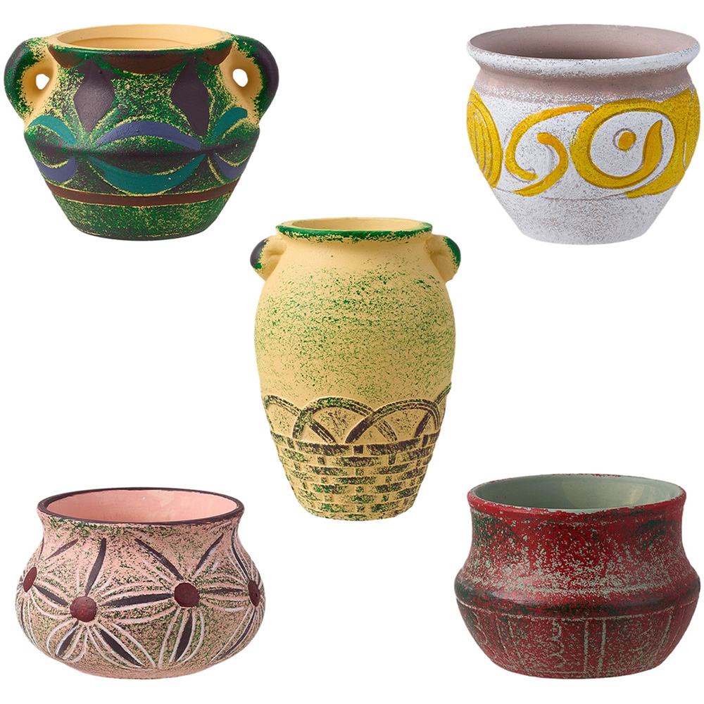 Living and Home Mediterranean Ceramic Plant Pot Set of 5 Image 1