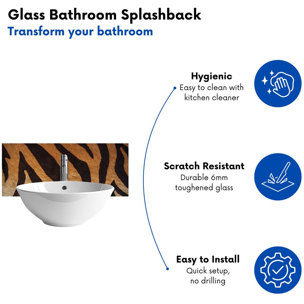 Warren Reed Designer Tiger Skin Print Glass Bathroom Splashback 25 x 60cm Image 4