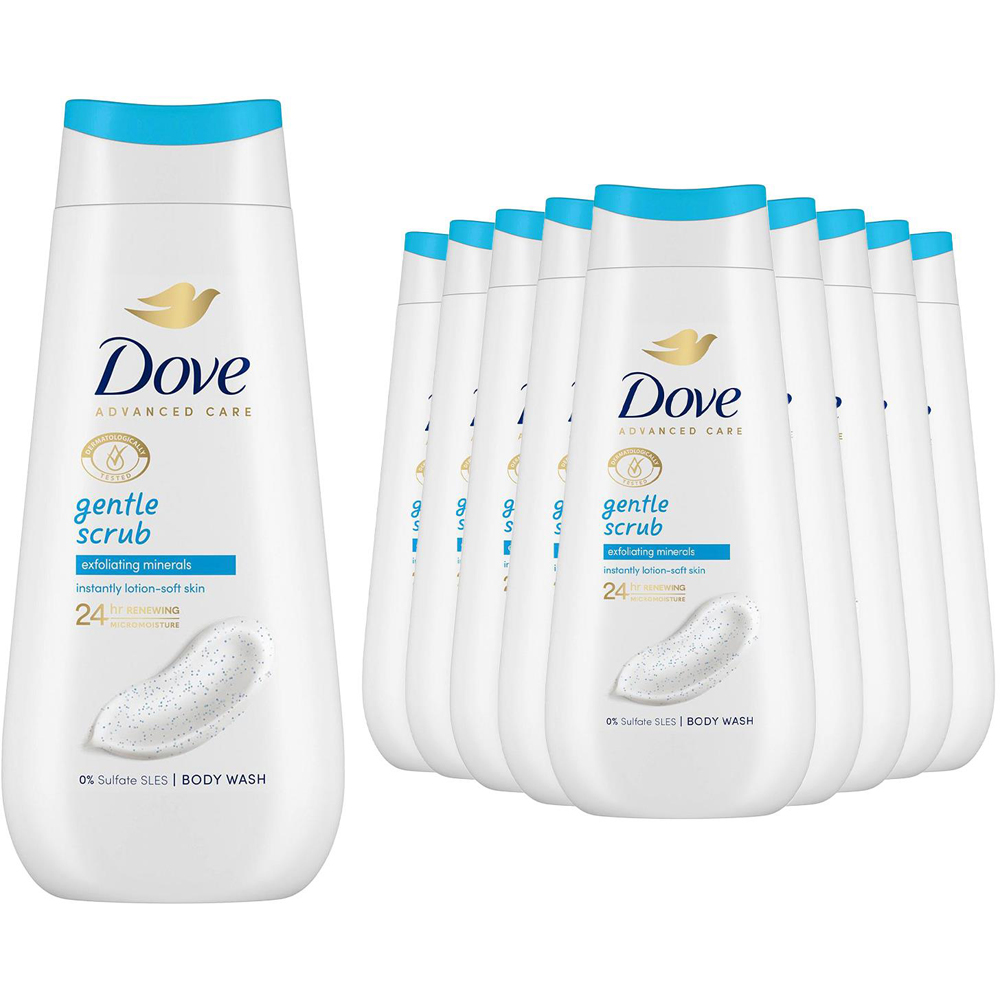 Dove Advanced Care Gentle Scrub Body Wash 225ml 10 Pack Image 1