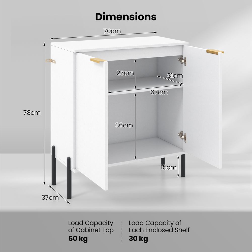 Costway 2 Door White Buffet Cabinet Image 9