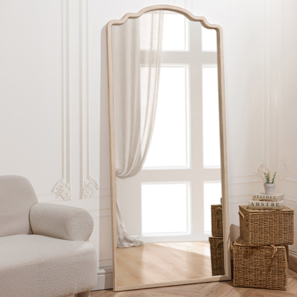 Ayra Wooden Lean To Mirror Washed Wood Image 2