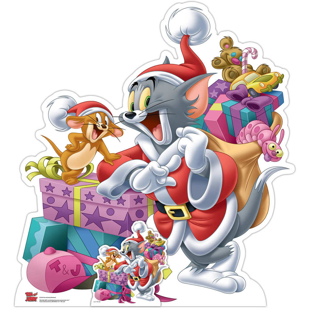 Star Cutouts Tom and Jerry with Christmas Gifts Cardboard Cutout 3.1ft Image 1