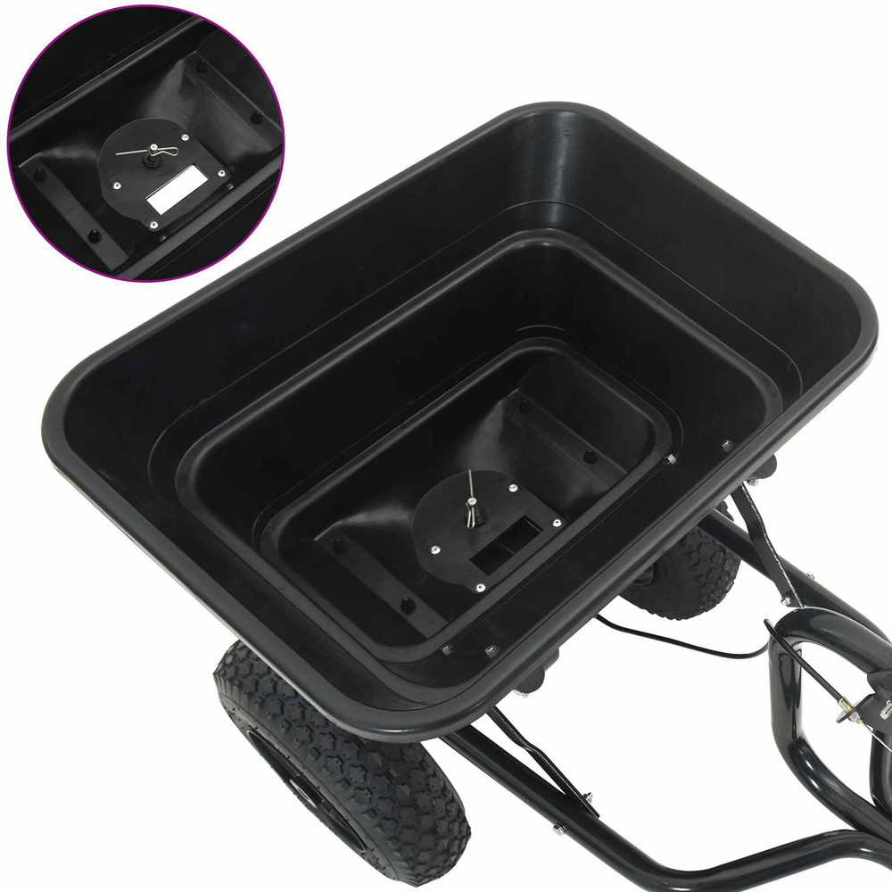 vidaXL Black Lawn Spreader 74 x 53 x 108cm Image 7