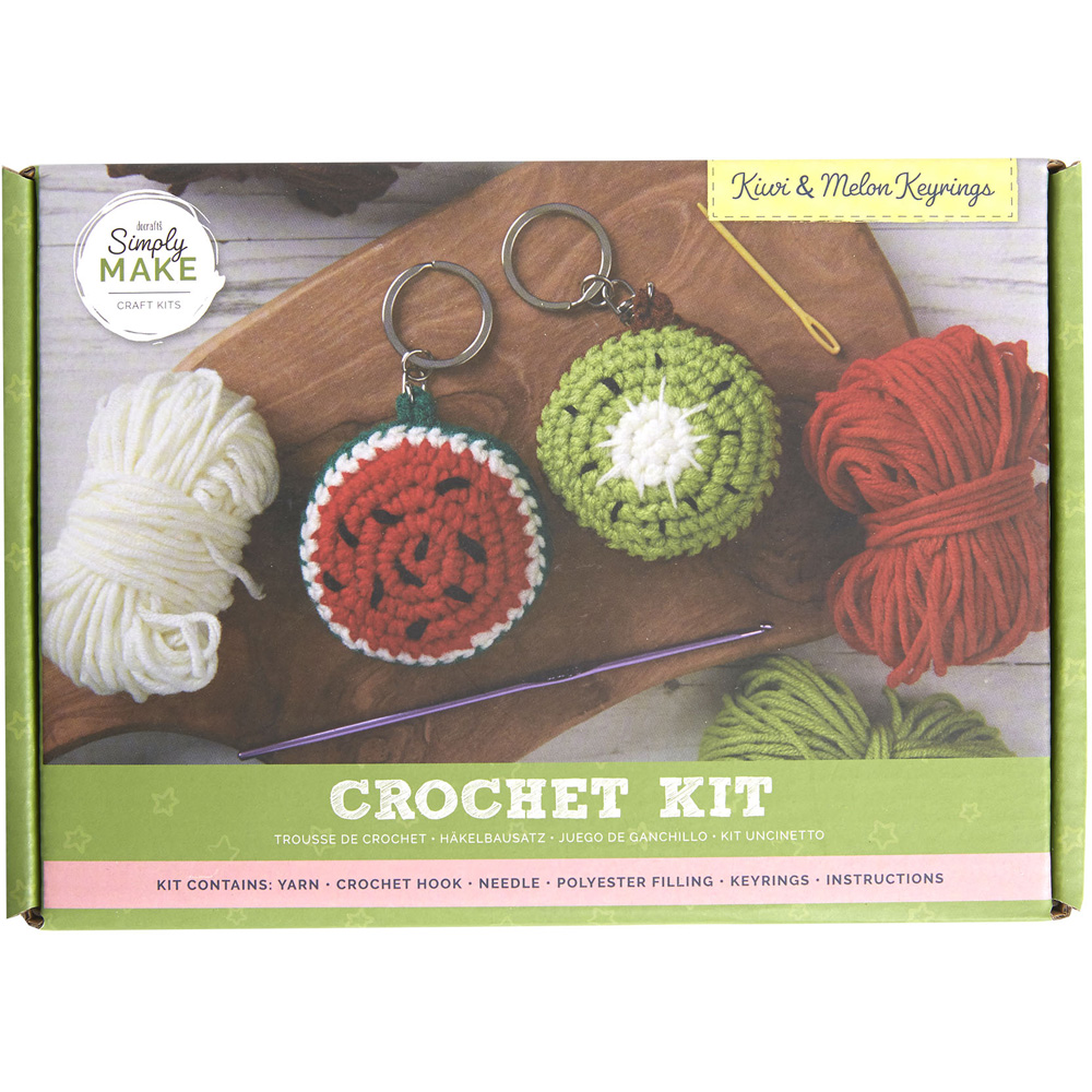 Simply Make Kiwi and Melon Key Ring Crochet Craft Kit Image 1