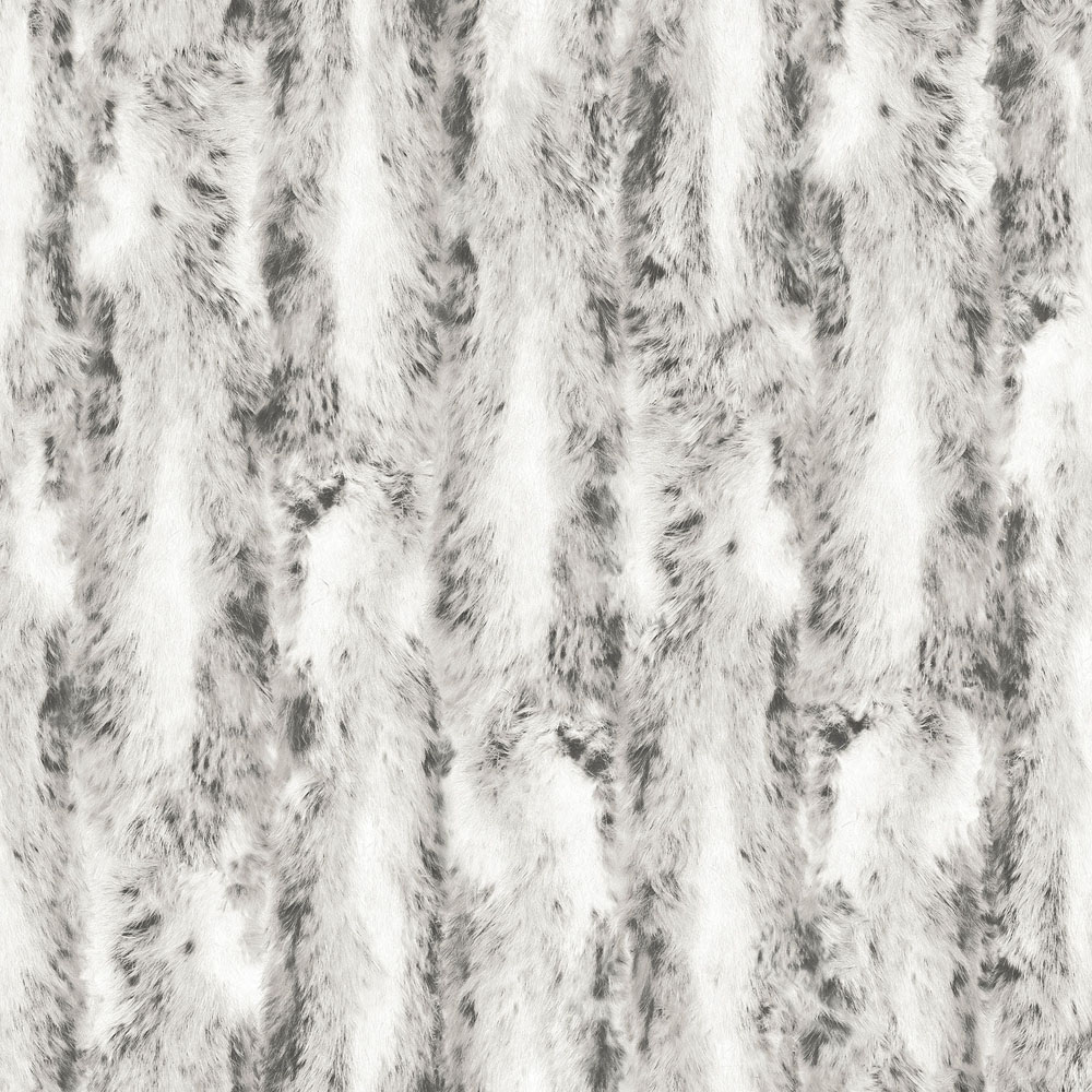 Galerie Organic Textured Faux Fur Black and Grey Wallpaper Image 1