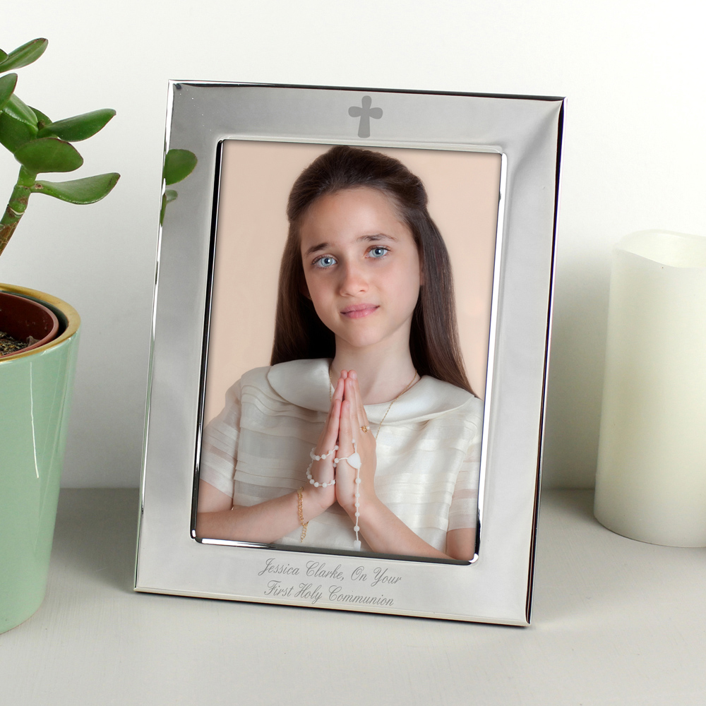Personalised Memento Personalised Silver Plated Elegant Cross Photo Frame 6 x 4cm Image 2