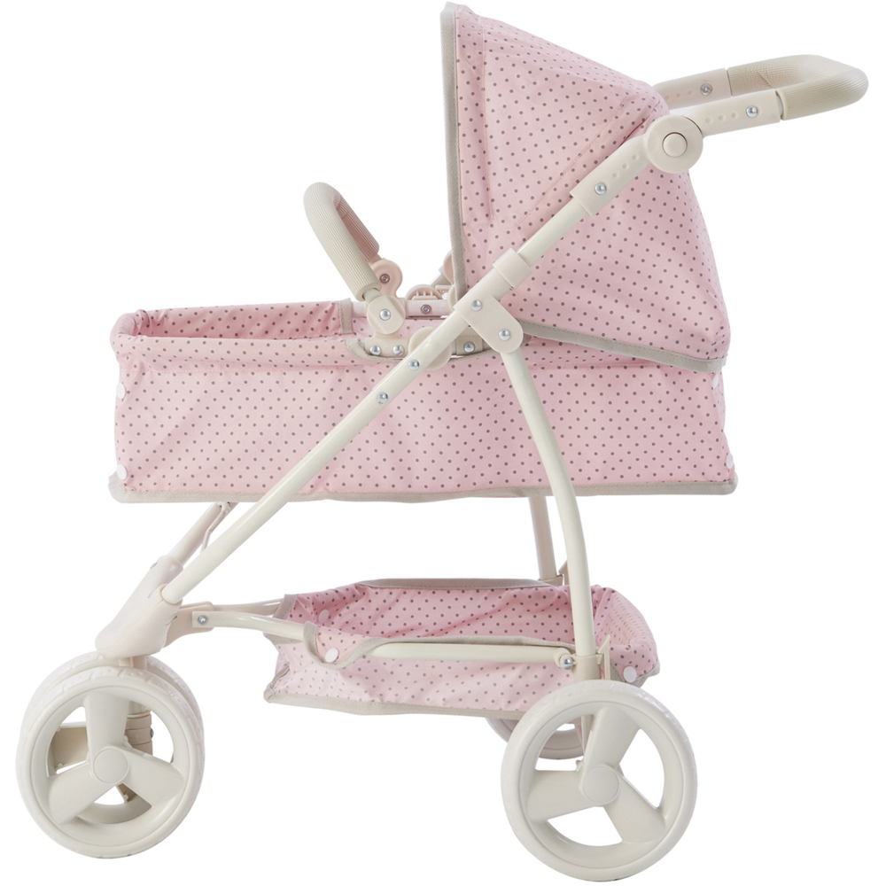 Teamson Kids Olivia's Little World 2 in 1 Pink and Grey Polka Dots Princess Baby Doll Stroller Image 3