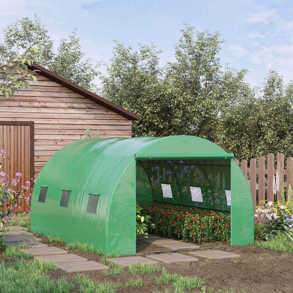 Outsunny Green Steel 13 x 10ft Greenhouse Image 2