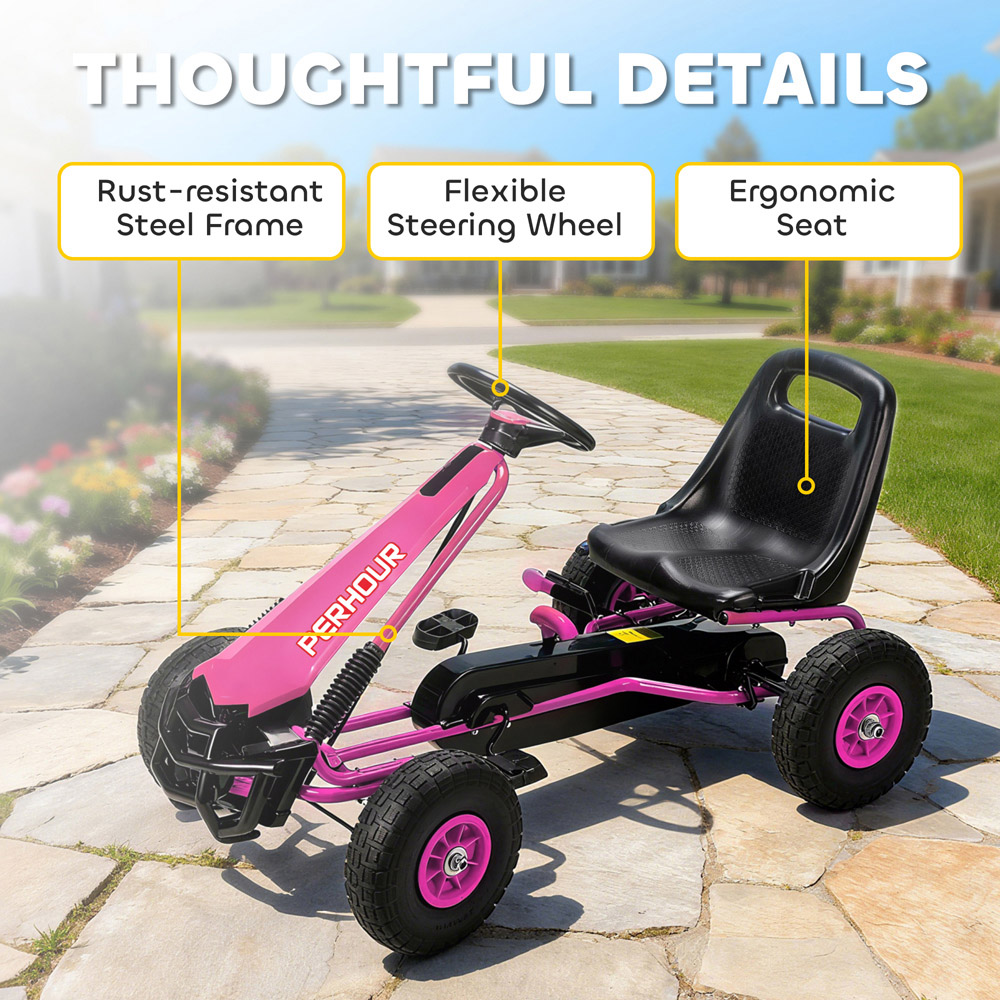 Tommy Toys AIYAPLAY Pink Adjustable Seat Kids Pedal Go Kart with EVA Tyres Image 7