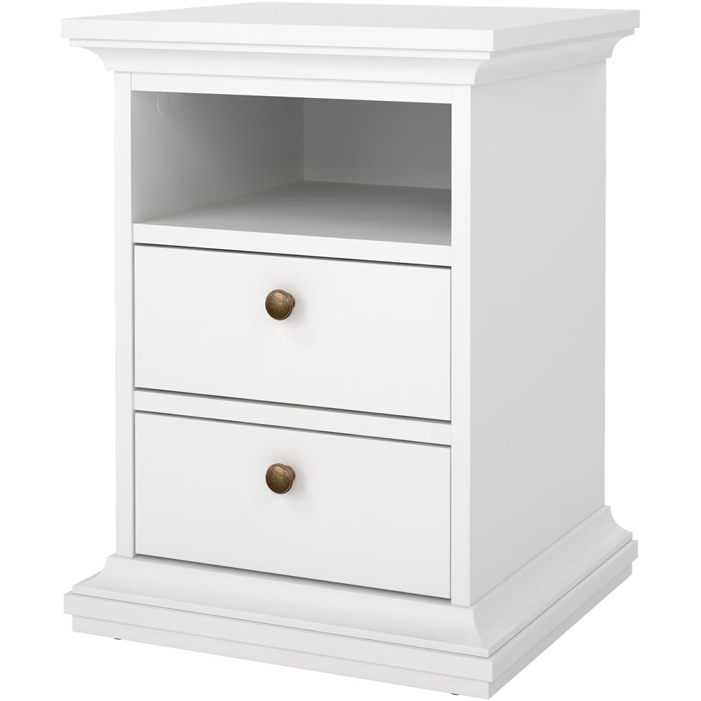 Florence Paris 2 Drawer White Bedside Table Image 3