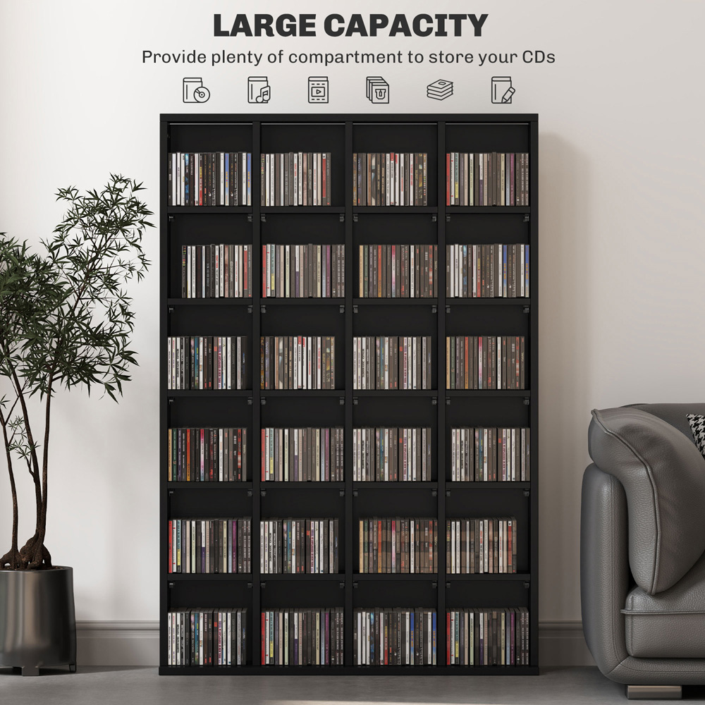 HOMCOM 32 Shelf Black Media Storage Rack Image 7