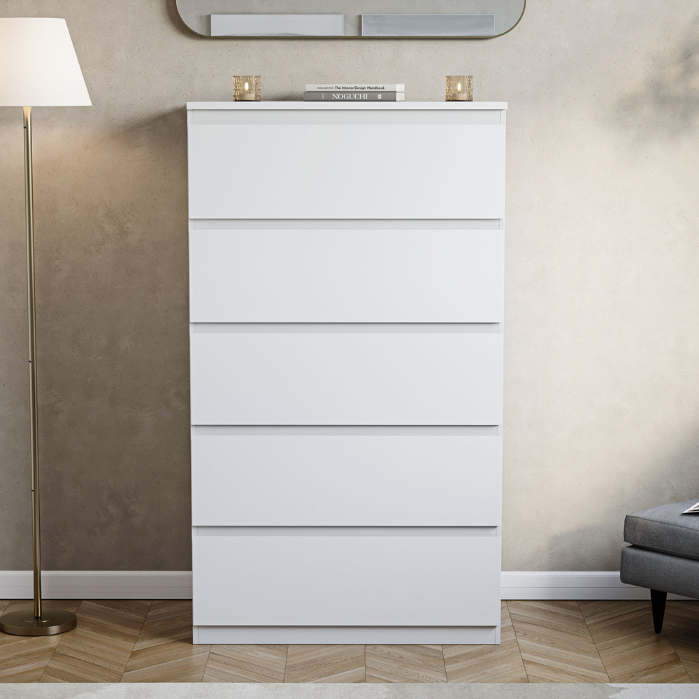 VIDA DESIGNS Denver 5 Drawer White Chest of Drawers Image 4