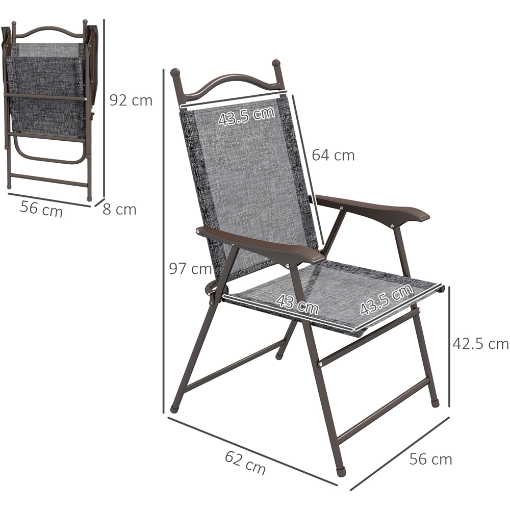 Outsunny Grey Mesh Fabric Folding Camping Chair Set of 2 Image 7